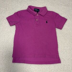 Polo Ralph Lauren Toddler Magenta Mesh Knit Short Sleeve Polo Shirt